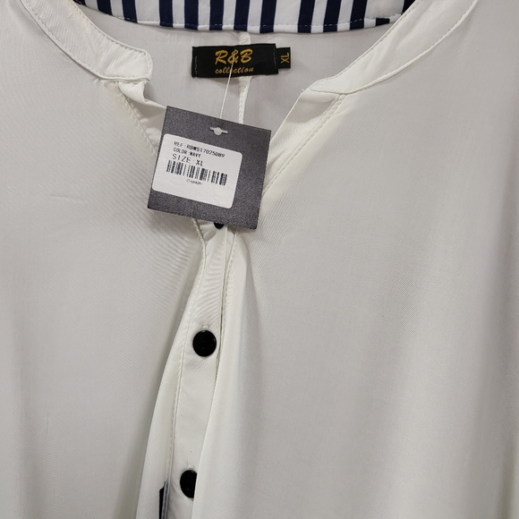 - NWT R&B collection, long tunic/dress, nevy/white, pockets, sz XL - Picture 10 of 12